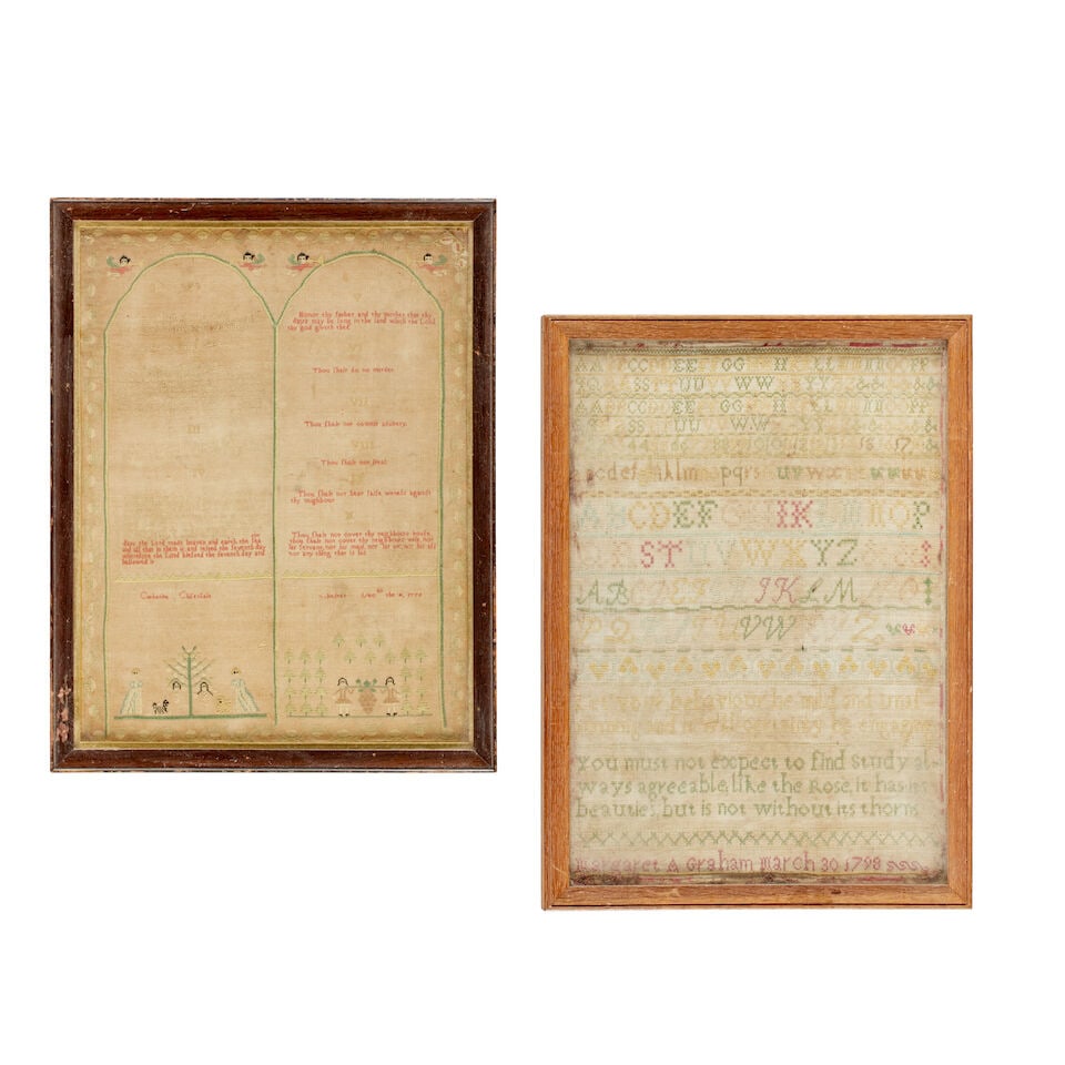 A sampler worked by Catharine Chisenhale, December 1776 Of the ten commandments (2) (1 of 5)