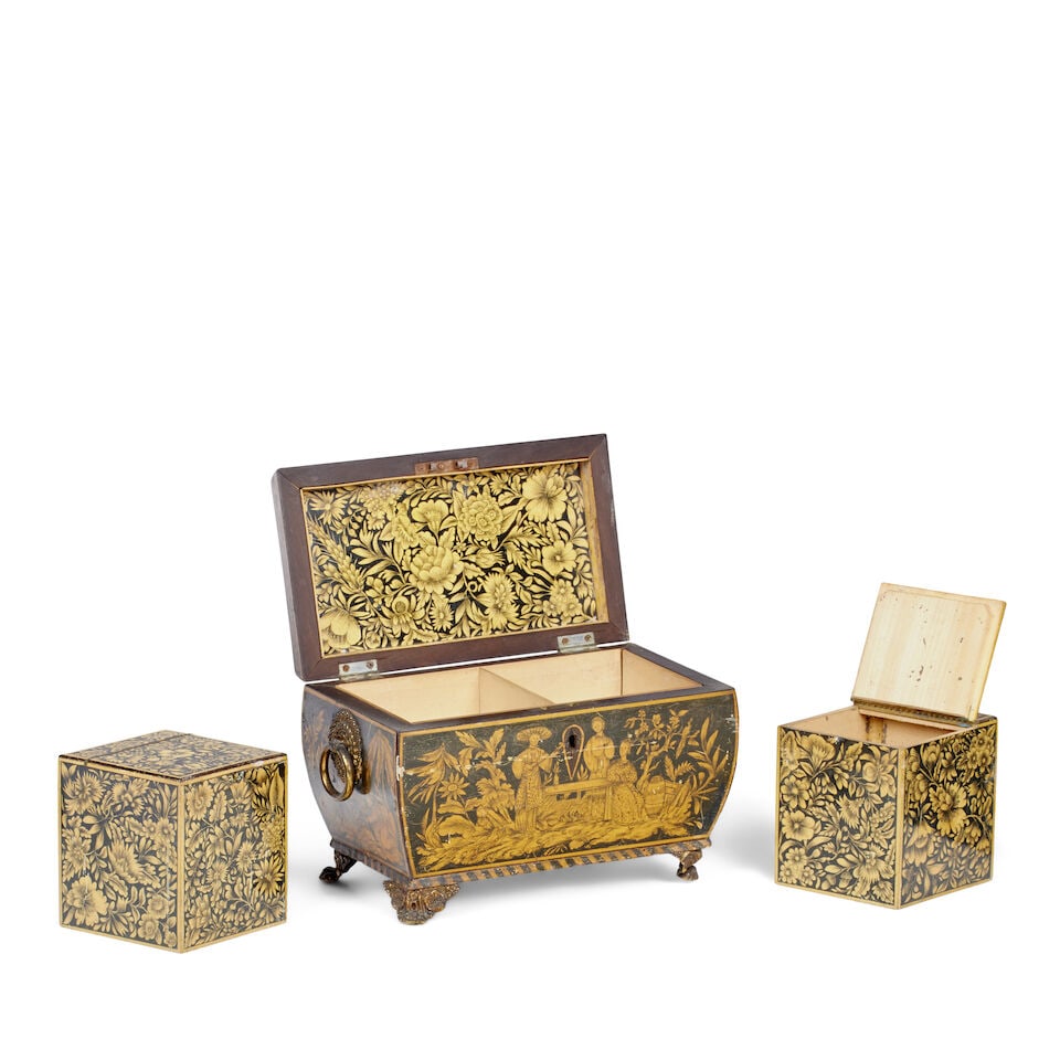 A Regency penwork tea caddy (4) - 3