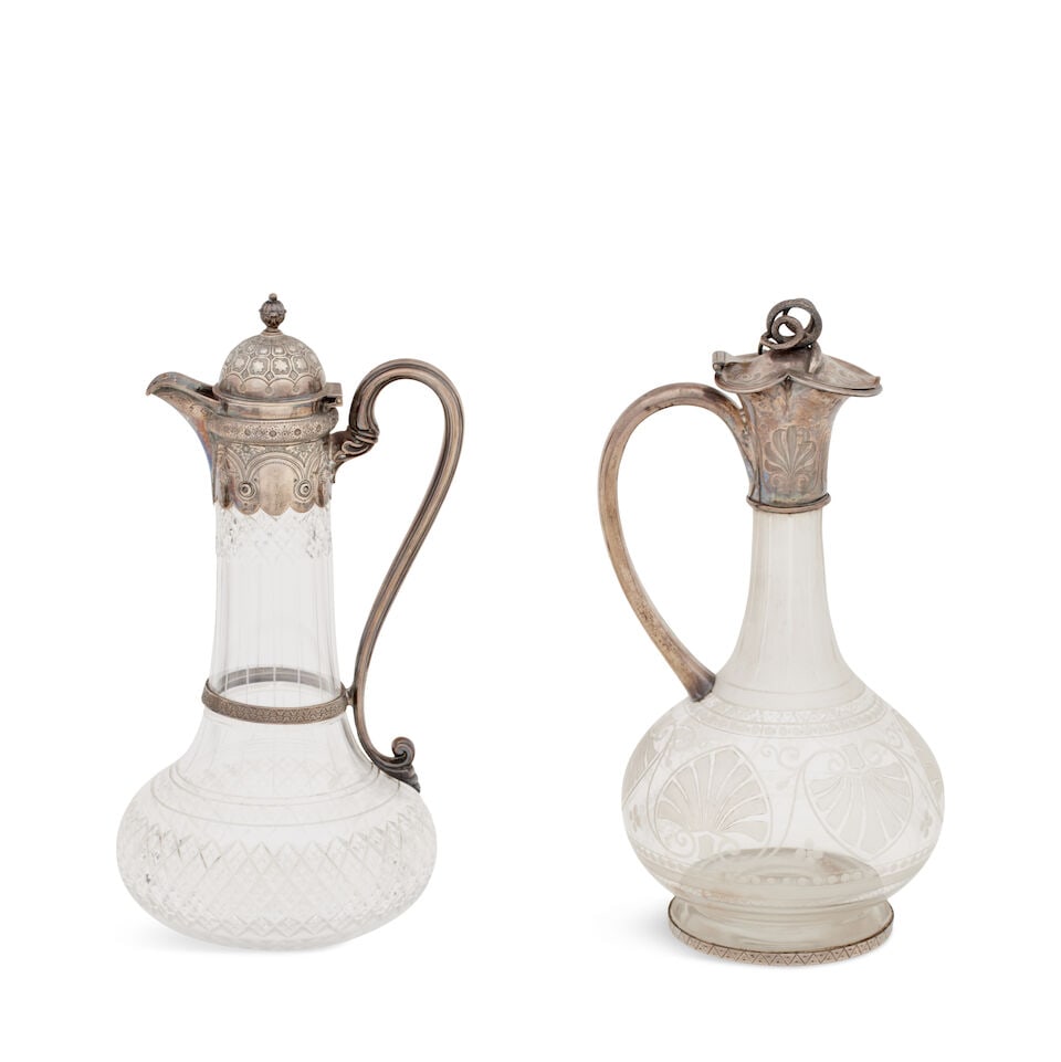Two Victorian silver-mounted claret jugs (2) (1 of 1)