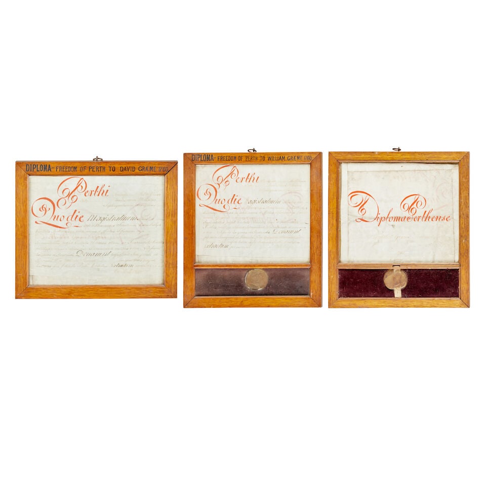 Graeme (David and William) - Perth Two diplomas awarding the Freedom of the City of Perth, both... (1 of 3)