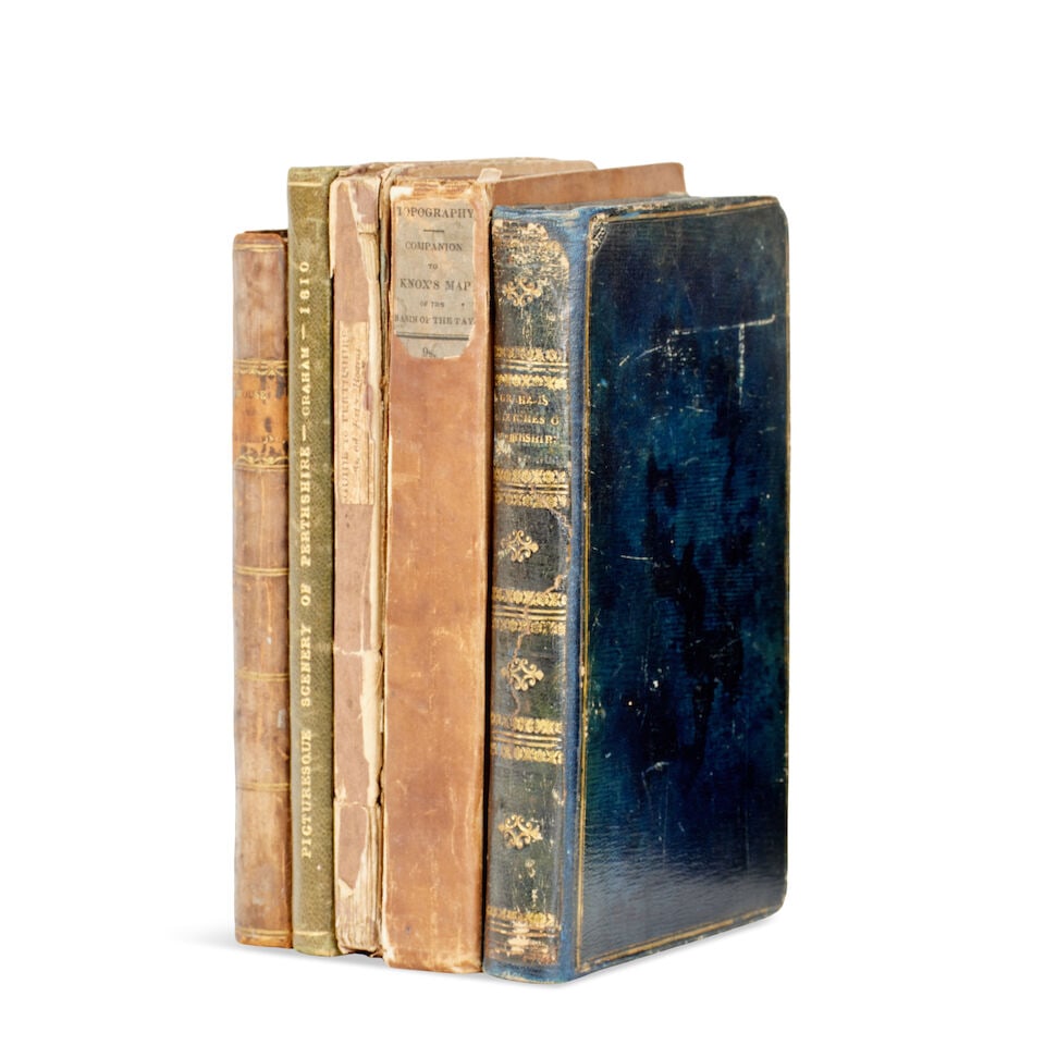 GRAHAM (Rev.P.) Sketches of Perthshire, Constable, Edinburgh 1808 (5): GRAHAM (Rev.P.) Sketches of Perthshire, second edition, folded map, gilt morocco, Ballantyne London 1812--Sketches descriptive of the picturesque scenery of Perthshire, half green calf Edinburgh