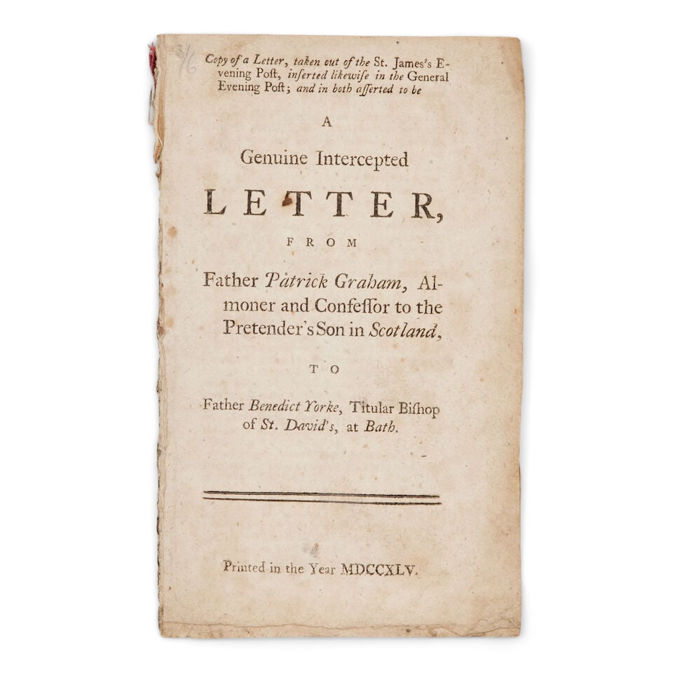 GRAHAM (PATRICK) - 1745 JACOBITE REBELLION A GENUINE INTERCEPTED LETTER FROM FATHER PATRICK GRA... - 2