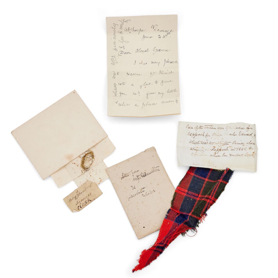 Of Jacobite interest: A piece of tartan reputed to have belonged to Charles Edward Stuart (1 of 2)