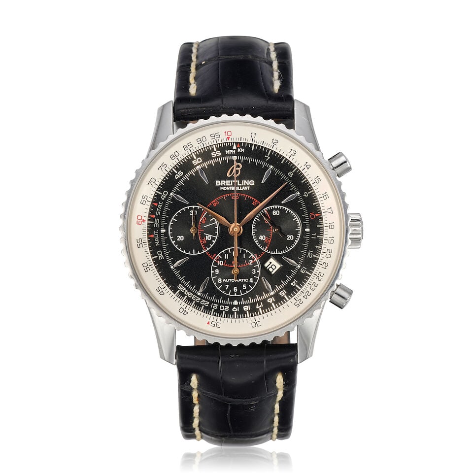 Breitling. A stainless steel automatic calendar chronograph wristwatch Montbrilliant, Ref: A413... (1 of 1)