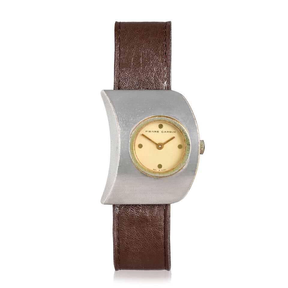 Jaeger for Pierre Cardin. A stainless steel manual wind wristwatch Espace collection, Circa 1970 (1 of 3)