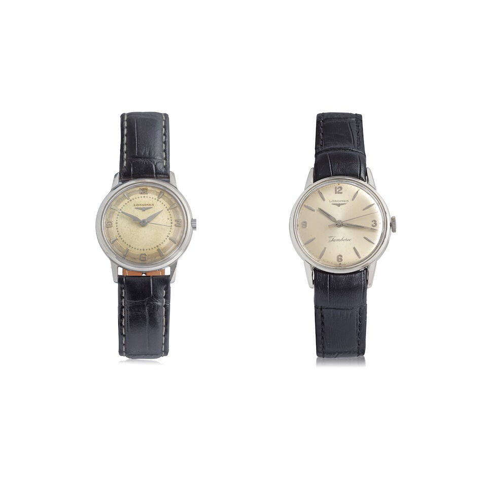 Longines. A lot of two stainless steel manual wind wristwatches (2)Various dates: Longines. A lot of two stainless steel manual wind wristwatches (2) Comprising of: Longines. A stainless steel manual wind wristwatch, 33mm Longines. A stainless steel manual wind wristwatch