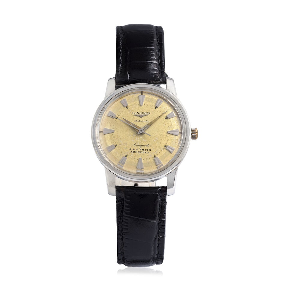 Longines. A stainless steel automatic wristwatch retailed by A&J Smith, Aberdeen Conquest , Cir... (1 of 3)