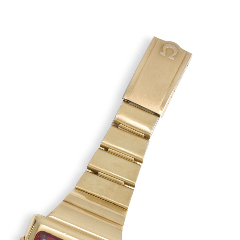 Omega. A gold plated quartz electronic bracelet watch Time Computer, Circa 1970 - 2
