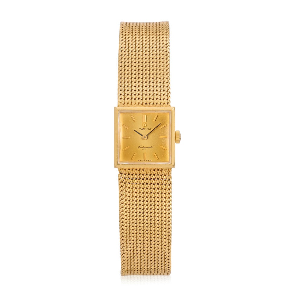 Omega. A lady's 18K gold automatic bracelet watch Ladymatic, London Import Mark for 1964 (1 of 3)