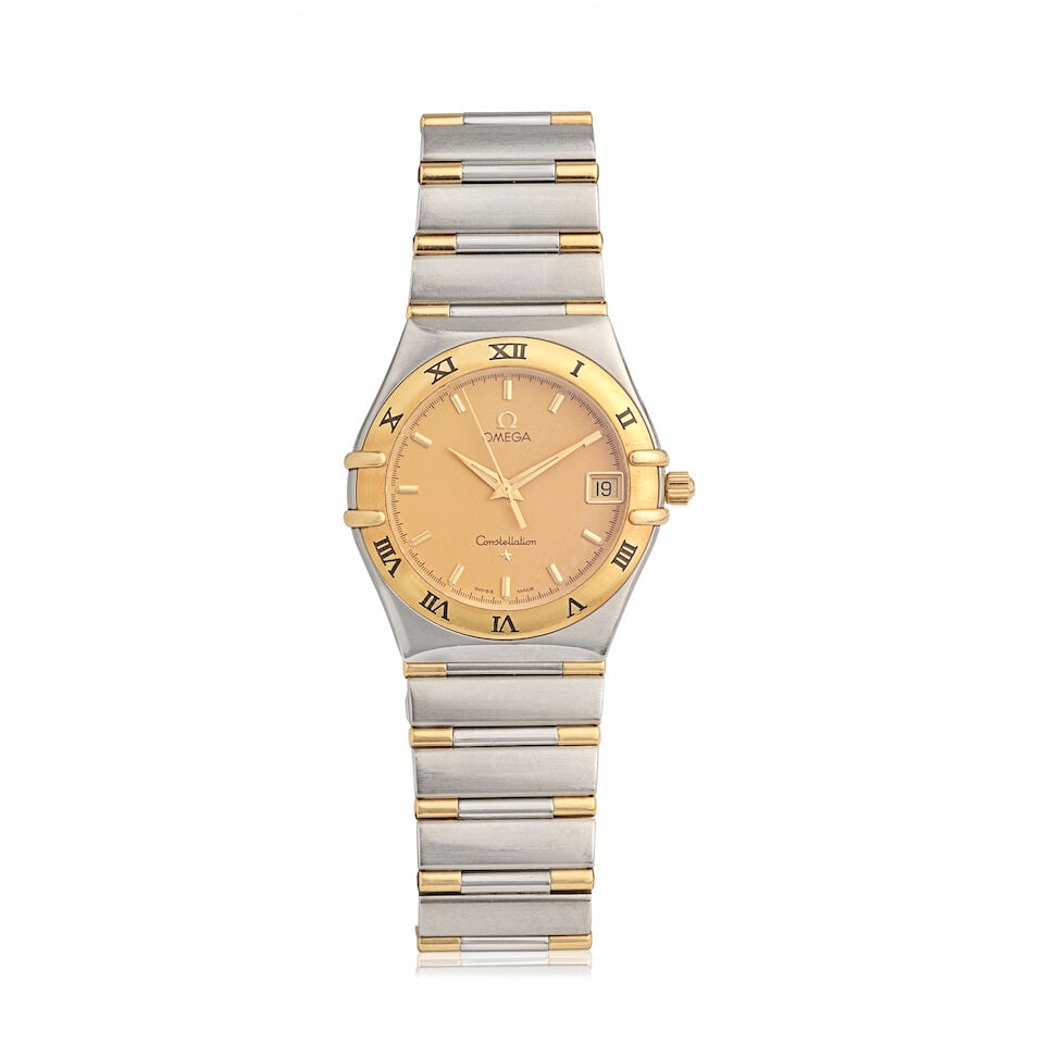 Omega. A stainless steel and gold quartz calendar bracelet watch Constellation, Ref: 396.1201, ... (1 of 3)