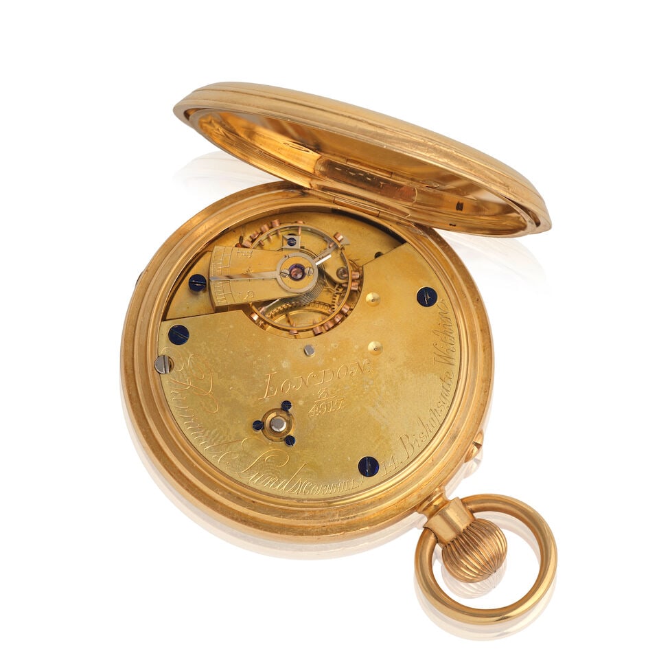 Barraud & Lunds, London. An 18K gold keyless wind full hunter pocket watch London Hallmark for 1... - 2