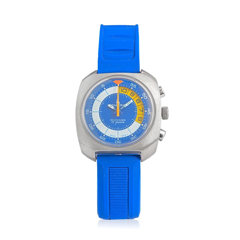 V.I.P Memosail. A stainless steel manual wind wristwatch with count down function Circa 1970: V.I.P Memosail. A stainless steel manual wind wristwatch with count down function Date: Circa 1970 Movement: 17-jewel Valjoux Cal.7737 manual wind Dial: Blue Case: Brushed tonneau