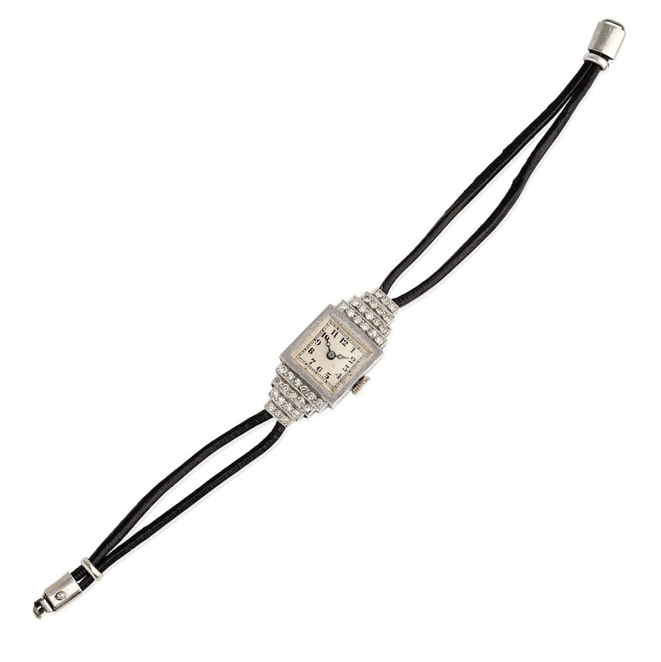 Vertex. A lady's platinum and diamond set manual wind bracelet watch Circa 1942 - 2