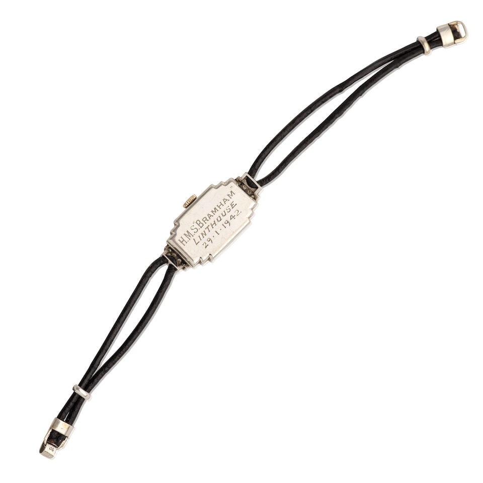 Vertex. A lady's platinum and diamond set manual wind bracelet watch Circa 1942 - 3