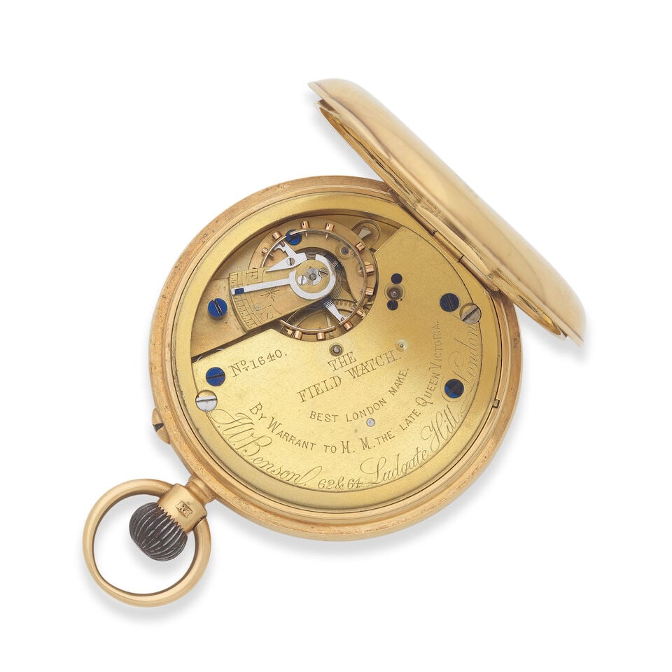 J.W.Benson, 62&64 Ludgate Hill, London. An 18K gold open face keyless wind pocket watch London H... - 2
