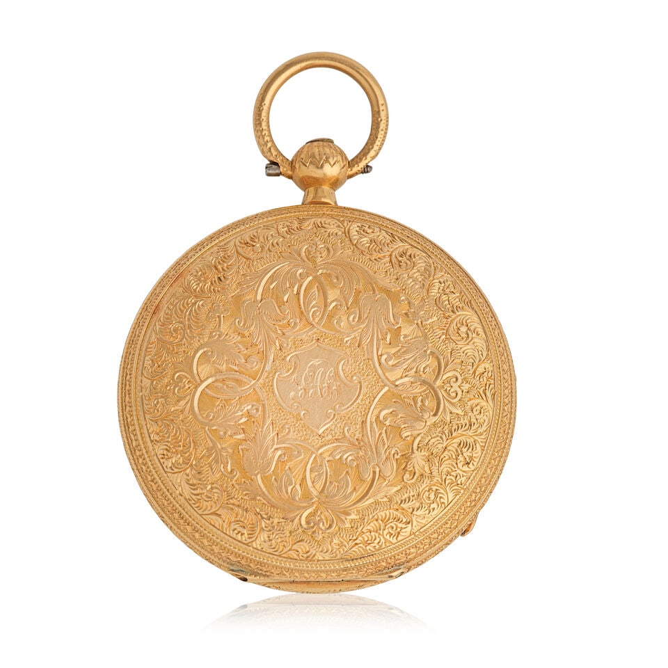 J.W.Benson. An 18K gold key wind open face pocket watch London Hallmark for 1881 - 2