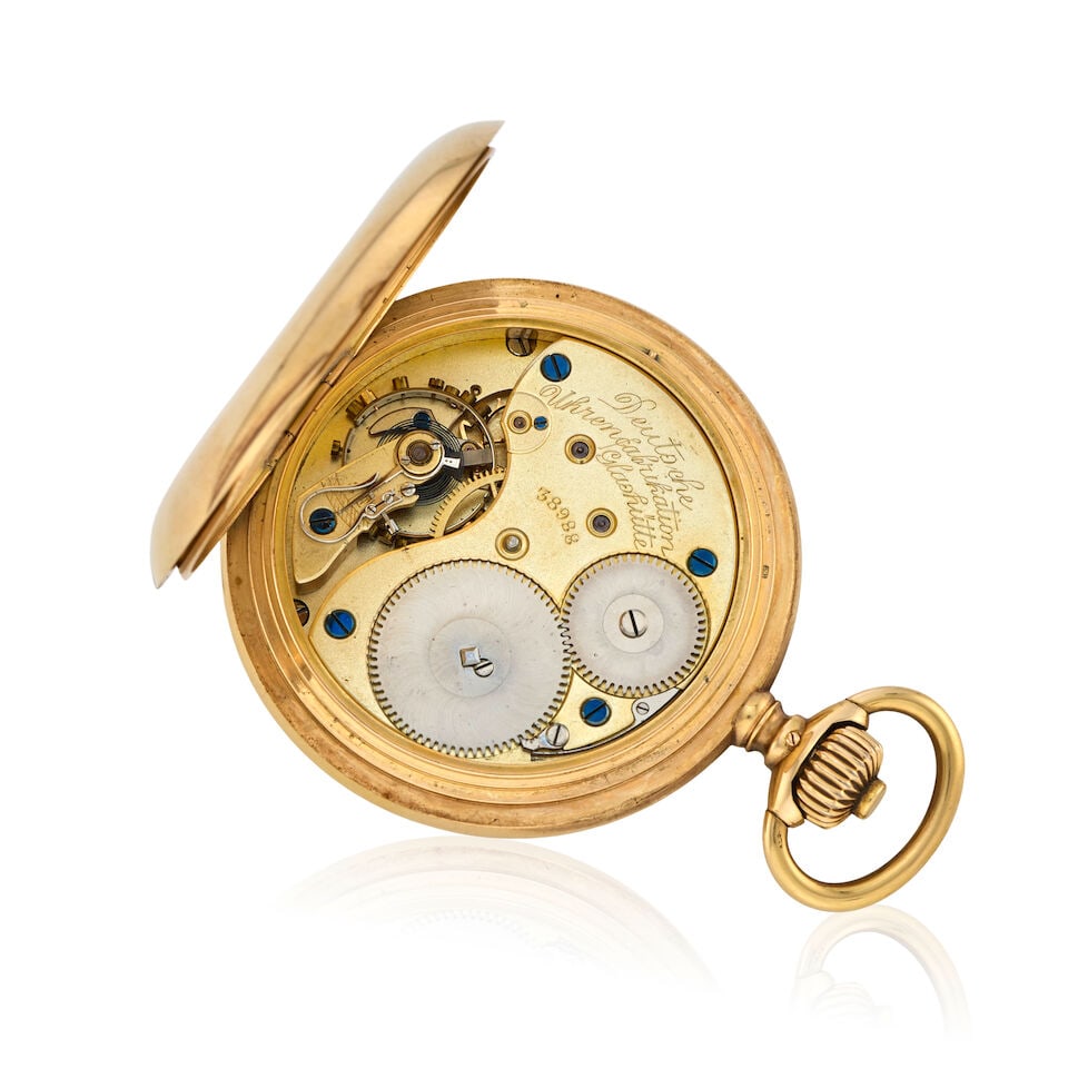 A. Lange & Söhne. A 14K gold keyless wind full hunter pocket watch Circa 1930 - 3