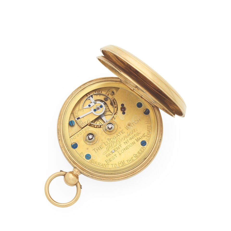 J.W.Benson, London. An 18K gold key wind open face pocket watch London Hallmark for 1900 - 3