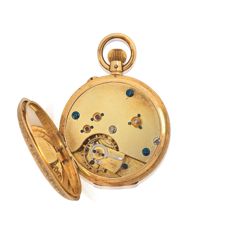 An 18K gold half hunter keyless wind pocket watch Circa 1911 - 2