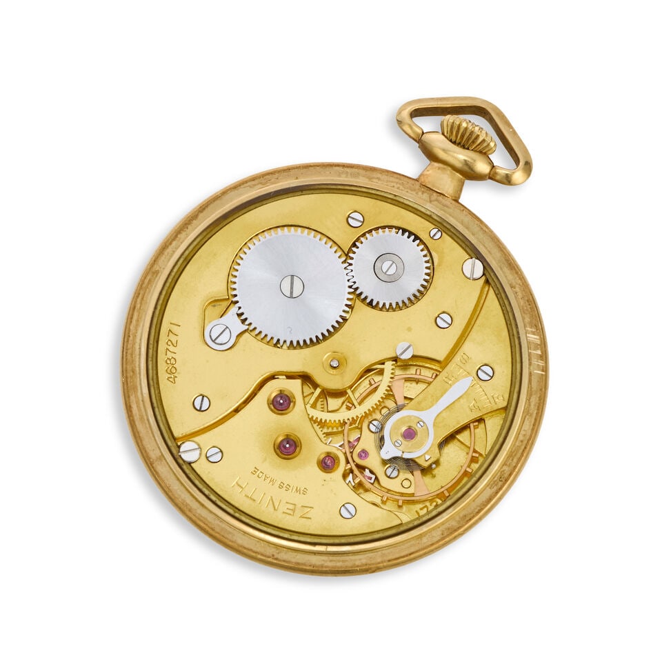 Zenith. An 18K gold keyless wind open face pocket watch London Hallmark for 1959 - 3