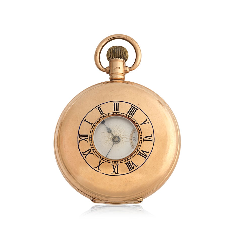 Waltham. A 9K gold keyless wind half hunter pocket watch Birmingham Hallmark for 1924 - 2