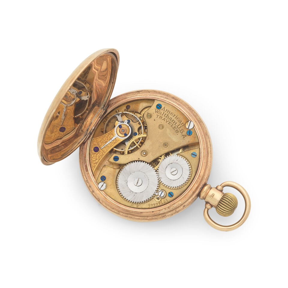 Waltham. A 9K gold keyless wind half hunter pocket watch Birmingham Hallmark for 1912 - 3