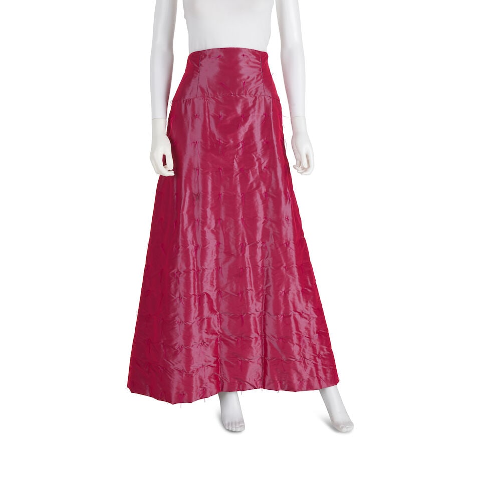 CHANEL: PINK WOOL JACKET AND QUILTED SKIRT ENSEMBLE Fall 1999 - 2