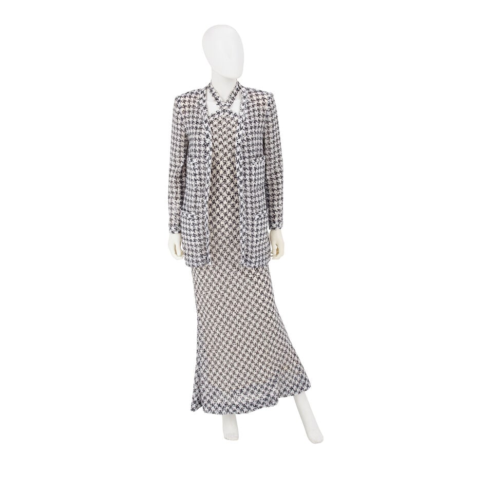 CHANEL: SEQUIN HOUNDSOOTH GOWN AND JACKET ENSEMBLE Spring/Summer 1984 - 5