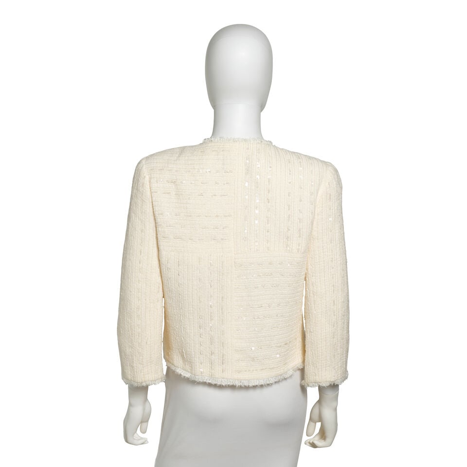 CHANEL: CREAM SEQUIN TWEED JACKET Cruise 2000 - 3