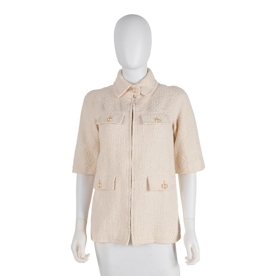 CHANEL: CREME TEXTURED ZIP UP JACKET Fall 2012 (1 of 3)
