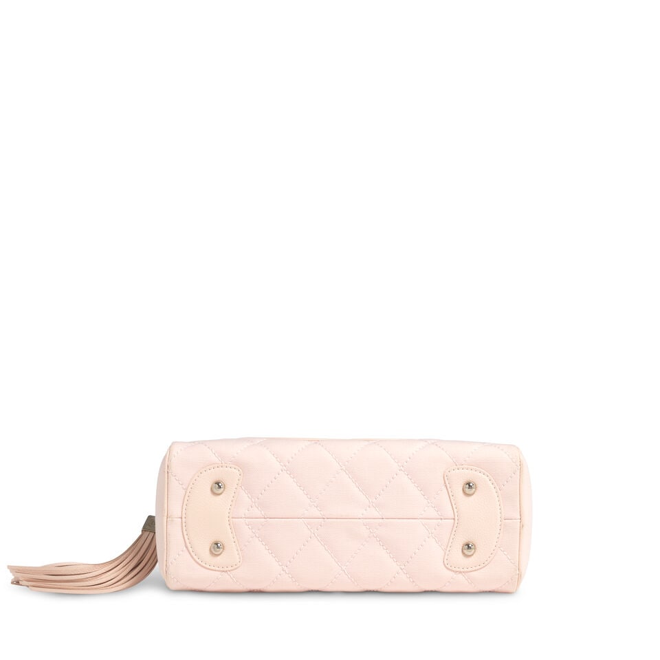 CHANEL: PINK CANVAS AND CAVIAR TIMELESS BOWLING BAG 2004-2005 - 2