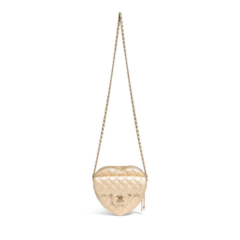 CHANEL: METALLIC GOLD CC IN LOVE LARGE HEART BAG 2022 - 4
