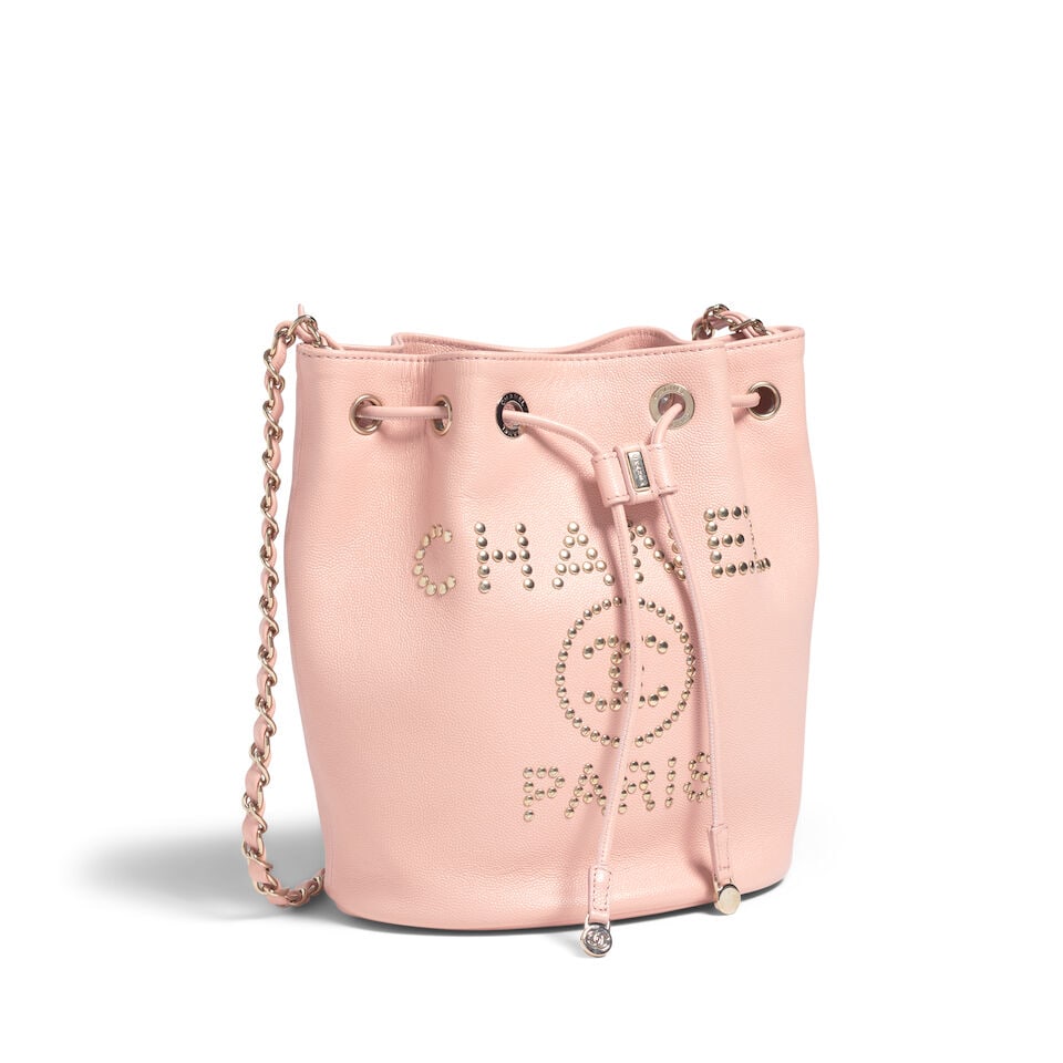 CHANEL: PINK CAVIAR DEAUVILLE DRAWSTRING BUCKET BAG 2019 - 4