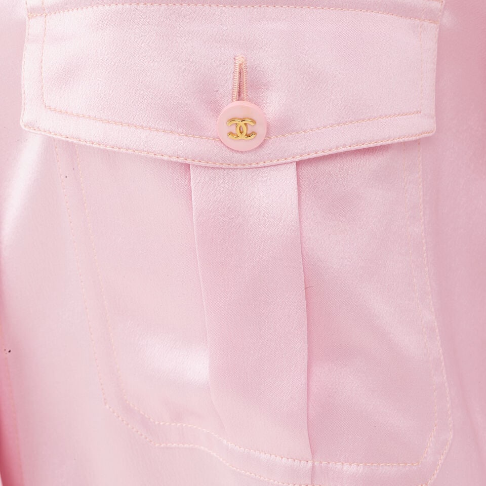 CHANEL: PINK SILK BUTTON UP BLOUSE Mid 1990's - 2