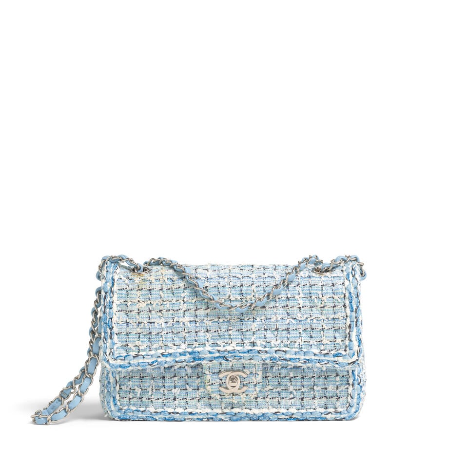 CHANEL: BLUE TWEED BRAID MEDIUM DOUBLE FLAP Cruise 2019 - 4
