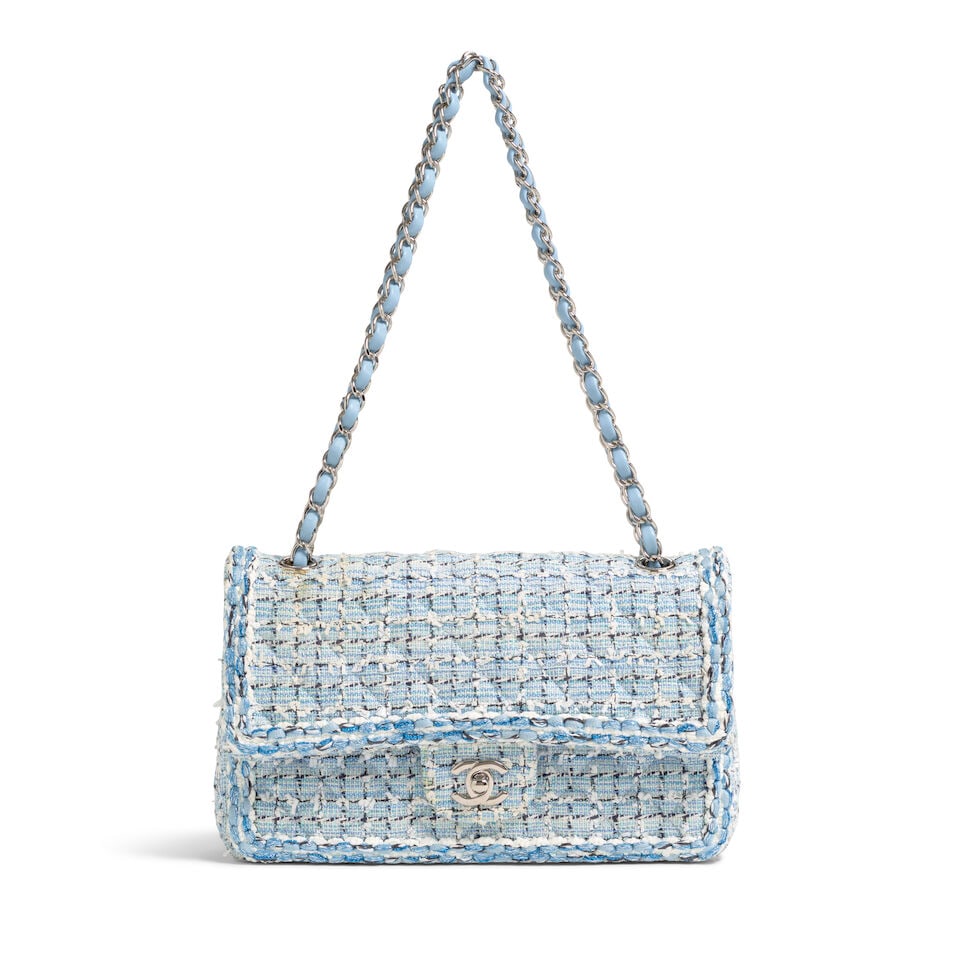 CHANEL: BLUE TWEED BRAID MEDIUM DOUBLE FLAP Cruise 2019 - 5