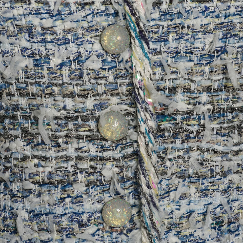 CHANEL: BLUE & WHITE FANTASY TWEED JACKET Spring 2018 - 2