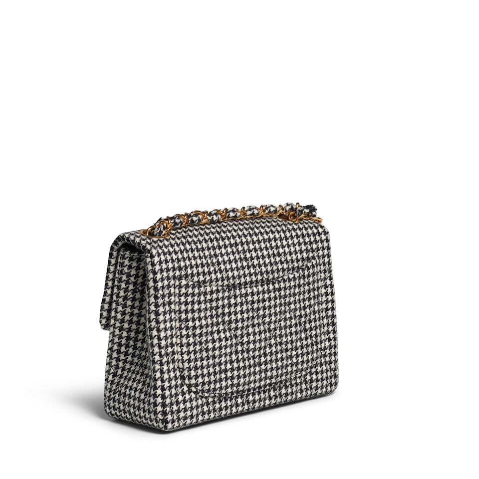 CHANEL: HOUNDSTOOTH WOOL MINI SQUARE FLAP 1990's - 3