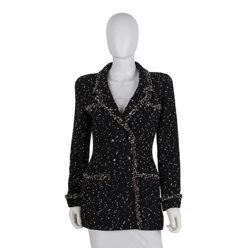CHANEL: BLACK AND WHITE FLECKED BOUCLE BLAZER Fall 1995 (1 of 3)