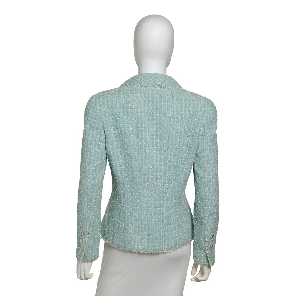 CHANEL: BLUE & WHITE BOUCLE TWEED JACKET Spring 1997 - 3