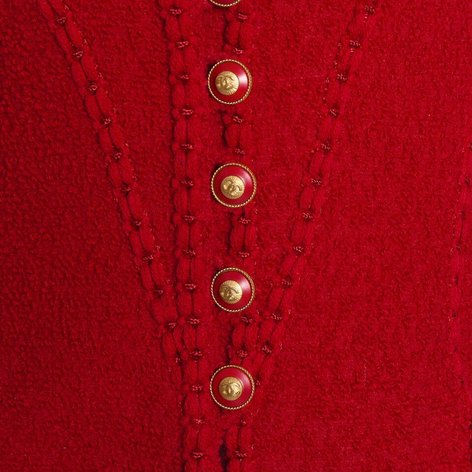 CHANEL: RED WOOL EVENING JACKET Fall 1993 - 2