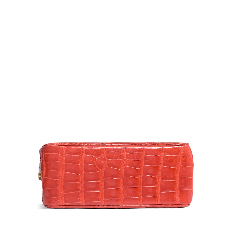 CHANEL: ORANGE ALLIGATOR DOUBLE SIDED CC TURNLOCK TOP HANDLE MINI 1996-1997 - 3