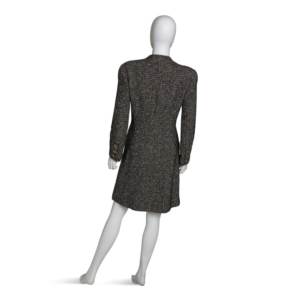 CHANEL: BLACK AND WHITE BOUCLE TWEED COAT Fall 1993 - 2