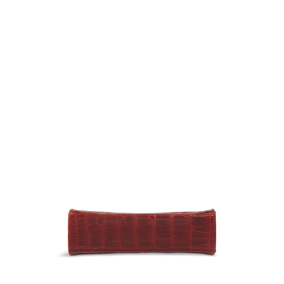 CHANEL: BURGUNDY ALLIGATOR FRAME CLUTCH 2000-2002 - 2