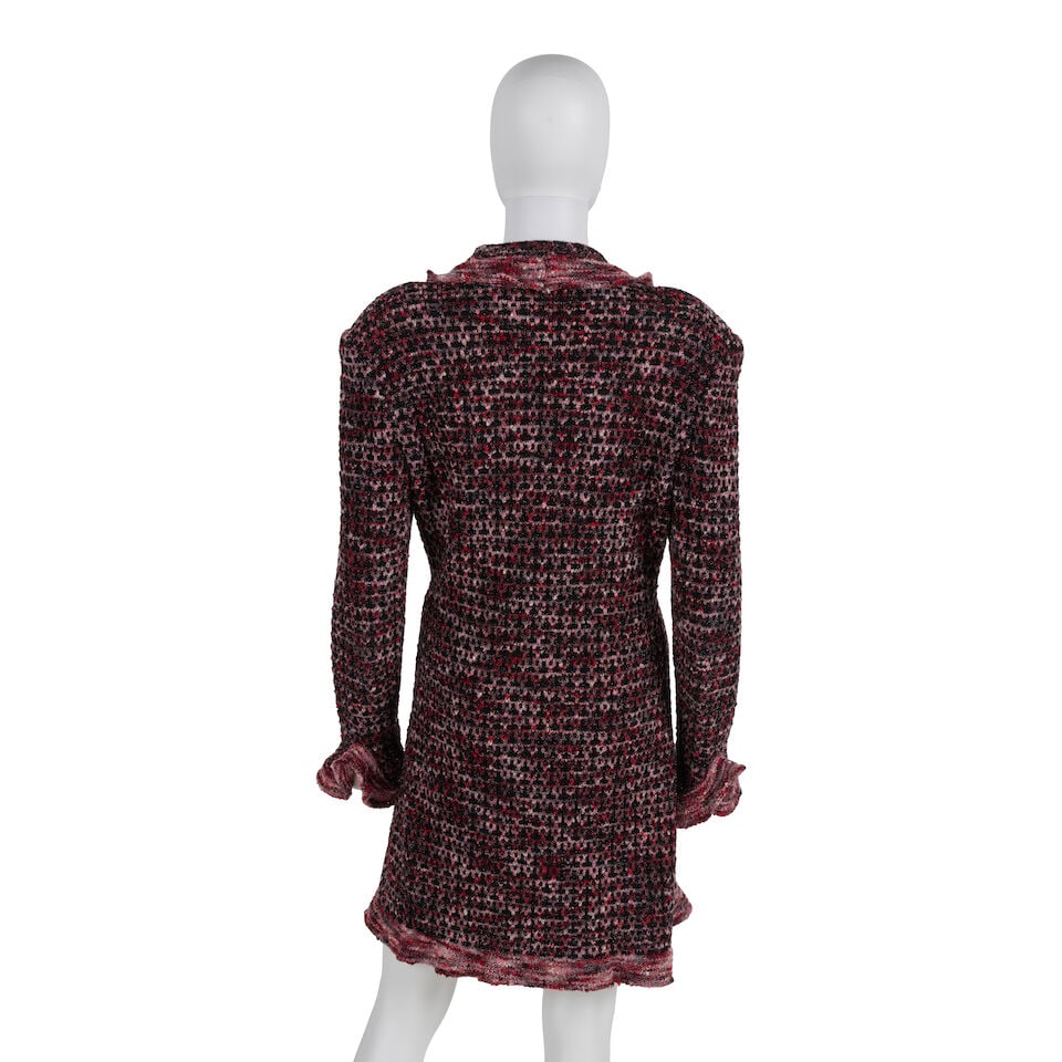 CHANEL: BLACK & PINK RUFFLE KNIT CARDIGAN Fall 1997 - 3