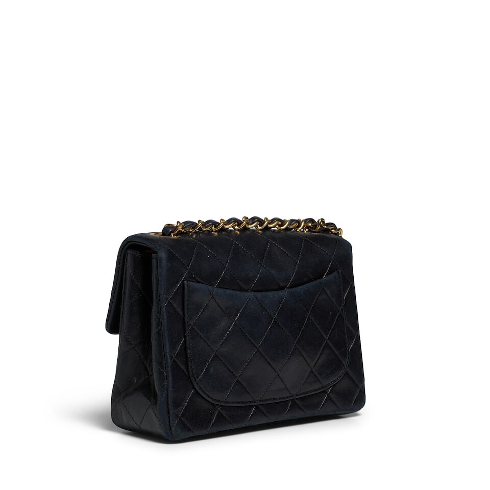CHANEL: NAVY SQUARE MINI FLAP BAG 1991-1994 - 3