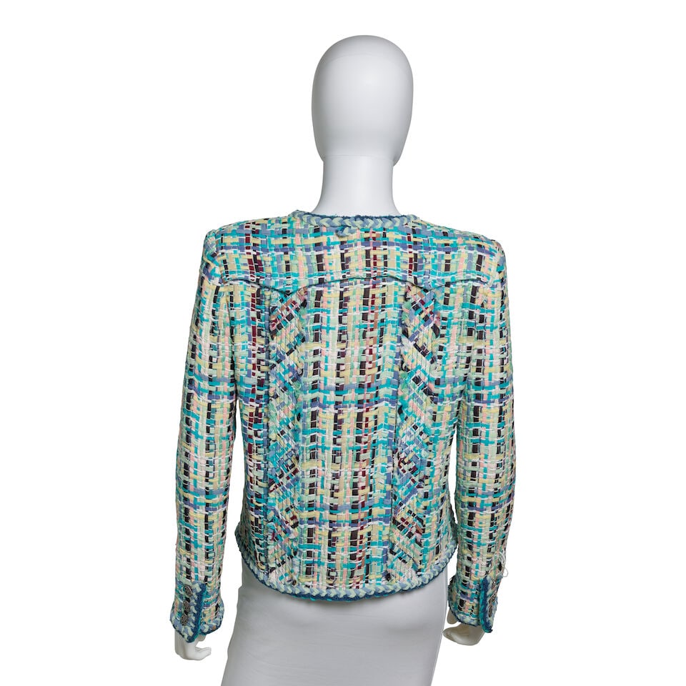 CHANEL: MULTICOLOR BLUE TWEED MUSLIN JACKET Paris-Cuba | Cruise 2017 - 3