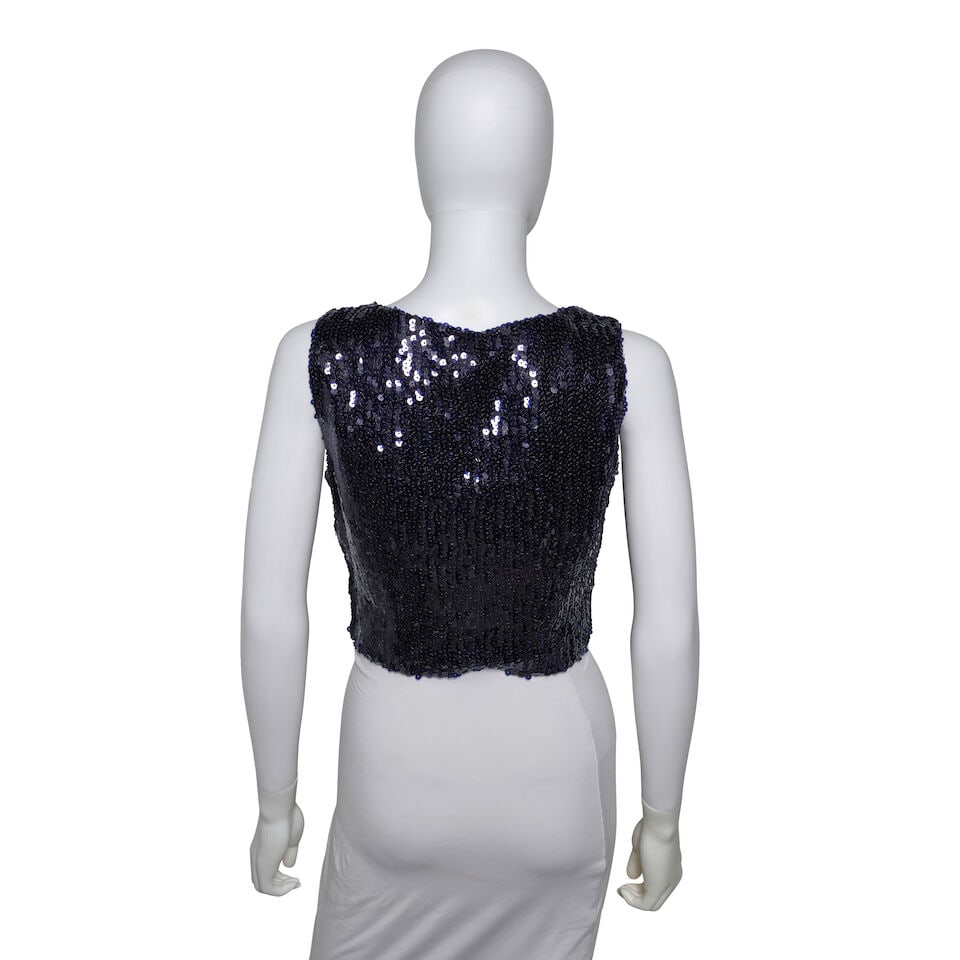 CHANEL: BLUE SEQUIN EVENING JACKET AND TOP ENSEMBLE Fall 1994 | Look 181 - 3