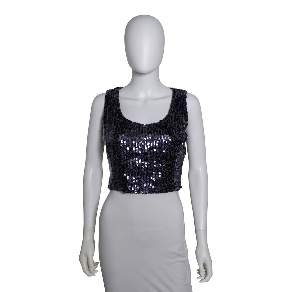 CHANEL: BLUE SEQUIN EVENING JACKET AND TOP ENSEMBLE Fall 1994 | Look 181 - 4