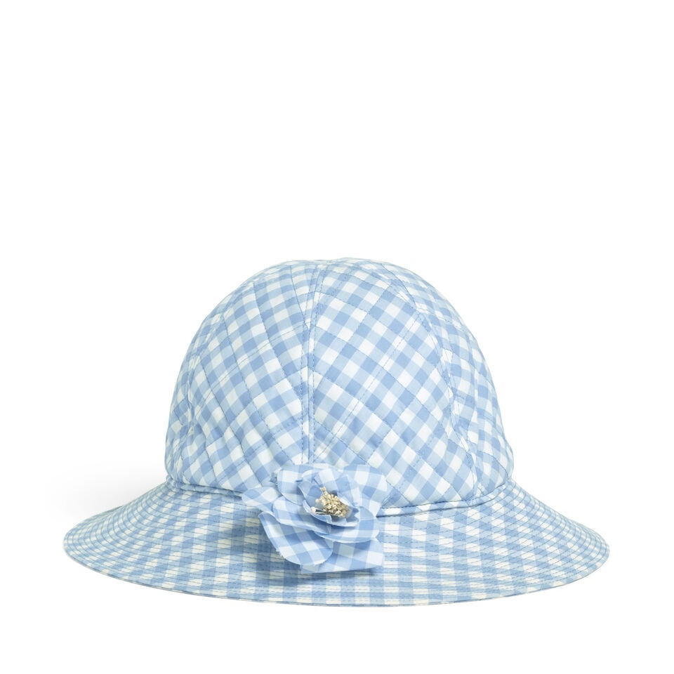 CHANEL: BLUE GINGHAM BUCKET HAT Mid 1990's - 2